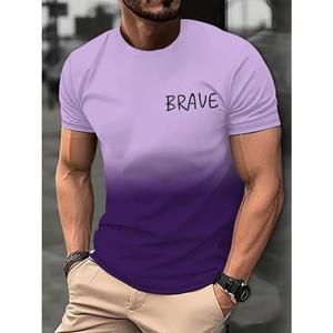 HerSight Letters Heren T-shirt 3D Geprinte T-shirts Mannelijk Eenvoudig Gradiënt Mode Trend Korte Mouw T-shirts Casual Zomerkleding S