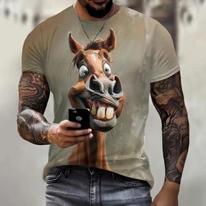 ETST 012 Grappig 3D Ezel Print T-shirt Voor Heren Street Trend Hip Hop Kleding Casual O-hals Korte Mouw T-shirt Mode Losse Zomer Tops S