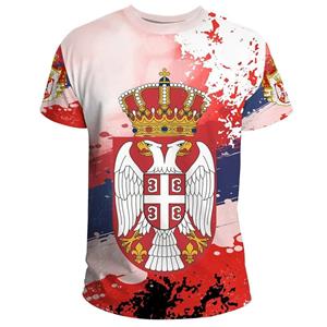 ETST 07 Servische vlag grafische T-shirts mode Servisch nationaal embleem 3D bedrukt T-shirt voor heren streetwear sport oversized T-shirt tops L