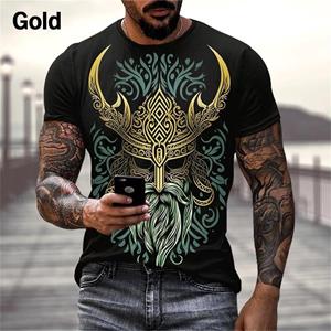 Laoxu Zomer Viking Warriors grafische 3D-print T-shirt Nordic Style Heren Oversized Korte Mouw Tops Tees Heren Designer Kleding S wit
