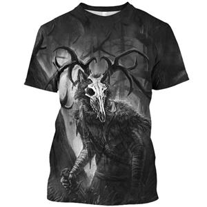 Etst 003 Heren T-shirt Demon Wendigo Print Tops Casual Korte Mouw Zomer O-hals Streetwear Mannelijk Los Sweatshirt Ademend Herenkleding S