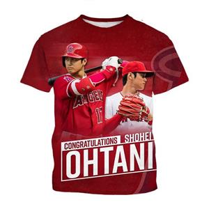 Laoxu Nieuwe mode persoonlijkheid honkbal Shohei Ohtani 3D bedrukt T-shirt zomer casual ronde hals korte mouw unisex sport T-shirt S wit