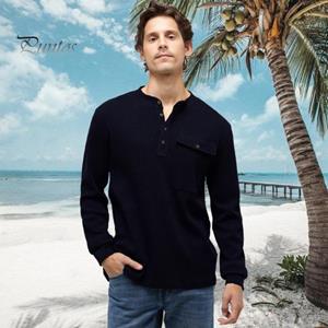 DILLER Herfst Lente Heren Overhemd Ronde Hals Geknoopt Borstzak Elastische Manchet Verdikt Effen Kleur Pullover Losse Casual Zakelijke Stijl Top S grijs