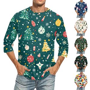 Ximalaya Heren Ronde Hals Driekwart Mouw Top Casual Mode T-shirt XXXXL