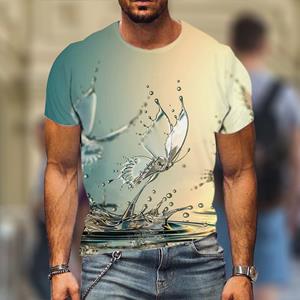 Forever Men 3D-print T-shirt met korte mouwen, top voor heren, sportkleding, zomer, ronde hals, plus size heren, eenvoudige T-shirts S