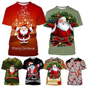 ETST 012 Nieuwe mode Kerstman 3D-geprint T-shirt voor heren en dames Zomer Casual Korte mouw Kerstavond Shirt S
