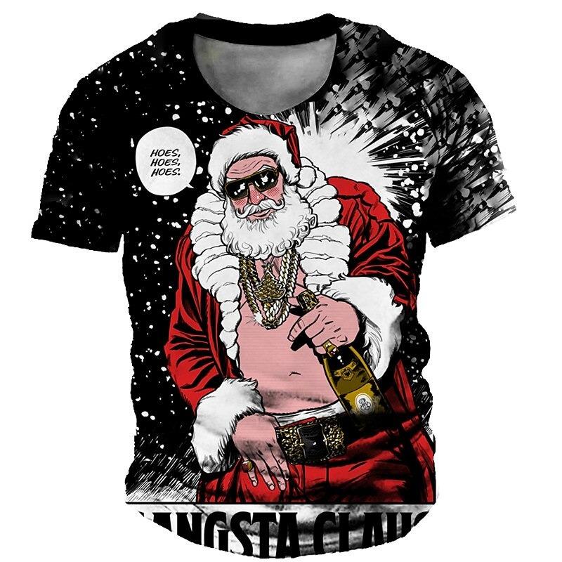 ETST 006 Hip Hop Cool Santa Claus T-shirt Herenkleding O-hals T-shirts 3D Geprint Leuk Schilderij 2024 Streetwear Mode Festival Tees S