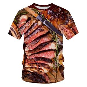 WowClassic Eten Steak Hamburger 3D Print T-shirt Mannen Vrouwen Mode Streetwear Casual T-shirts Oversized Harajuku Tees Kinderen Tops Kleding S