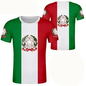 ETST WENDY 005 Italiaanse vlag 3D-geprint T-shirt voor herenkleding Italiaans nationaal embleem Sportkleding voor heren Casual Streetwear Heren O-hals tops S