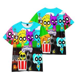 TOP COOL FASHION Sprunki T-shirt voor mannen Vrouwen Zomerkleding Fitness O-hals Anime Man T-shirt voor mannen Oversized Nieuwe mannen T-shirts Tops XS zwart