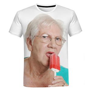 ETST 005 Nieuwe mode senior vrouwen likken rode ijslolly 3D bedrukt zomer heren T-shirt Kawaii oma leuke ijslolly korte mouw top 6xl S