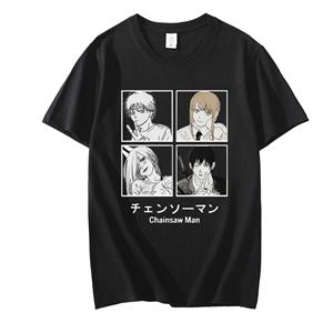 Limindong Fashoion Chainsaw Man Makima T-shirt Heren Grafisch T-shirt Korte Mouw Anime Manga Denji T-shirt Coole Tee Tops Streetwear XS roze