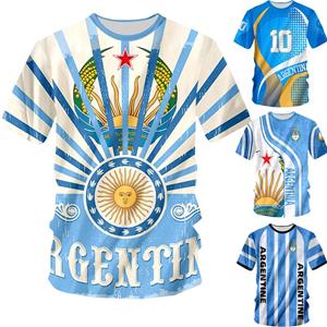 Factory Outlet Clothing Argentinië Heren T-shirts 3D Print Korte Mouw Tops Hip Hop Argentinië Nationale Vlag Harajuku Heren Streetwear Oversized T-shirts L