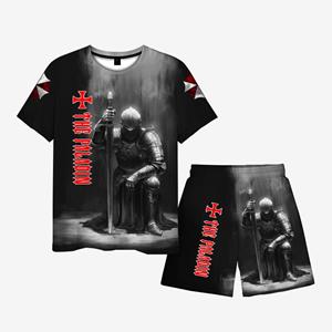 ETST WENDY 005 Zomermode Templar 3D-geprint heren T-shirtset Harajuku korte mouw heren T-shirt sportfitnesskleding Asian size 6XL