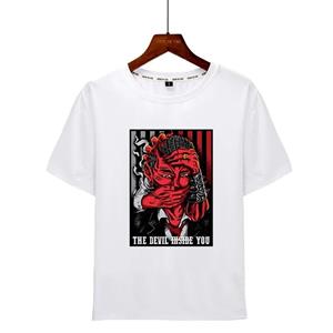 YSM Cotton Tshirt Aankomst Mannen Satan T-shirt Demon Dood Eng Kwaad Hip Hop Satanisme Grim Reaper Kwaad XS wit