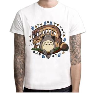 YSM Cotton Tshirt Japanse Anime Totoro Studio Ghibli Miyazaki Hayao T-shirt heren Korte mouw O Hals T-shirts Zomer XS wit