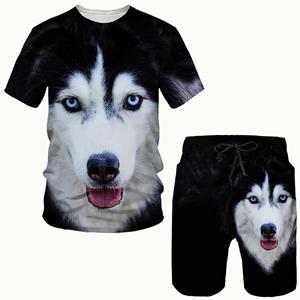 Xuhaijian02 Husky Honden T-shirts Shorts Sets Dier 3D Print Heren Trainingspakken Mode Oversized Korte Mouw T-shirt Broeken Set Pakken Kleding XL
