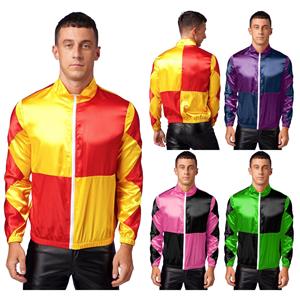 YOOJIA Paardenjockey-kostuum voor heren met kleurblokken, paardenrenner, race-bovenkleding, sport, toneelspeljas M geel/rood