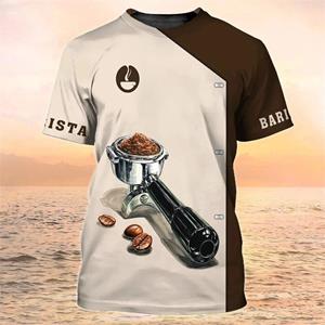 Xin nan zhuang Barista Shirt Heren T-shirts Koffie Mode Uniform Korte Mouw Heren Kleding Zomer Casual Oversized Ronde Hals T-shirt Kleding XXL
