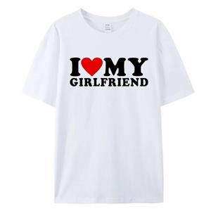 TENJINGE Trendy Ik hou van mijn vriendje kleren Ik hou van mijn vriendin T-shirt Mannen Dus blijf alsjeblieft uit mijn buurt Grappige BF GF spreuk citaat cadeau Tee Tops XL