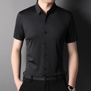 Shanghai Yiran Clothing Zomer IJs Zijde Strijkvrij Korte Mouw Overhemd Heren Naadloos Ademend Sneldrogend Overhemd Heren Elastisch Half Mouw Zakelijke Herenkleding M