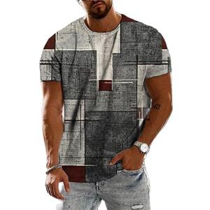 Bobby 2 Vintage Distress T-shirts voor heren 3D-print kleurrijke gestreepte geruite T-shirt top korte mouw losse O-hals casual T-shirts herenkleding 6XL
