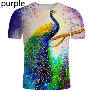 HerSight Mode Pauw 3D Geprinte T-shirts Heren Casual Korte Mouw T-shirt Casual Heren Zomer Top S groen