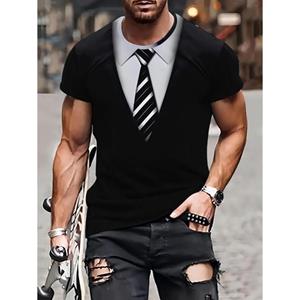 HerSight Faux Suit Patroon Tees Zomer Zwarte Game Controller T-shirts Heren Streetwear 3D Print T-shirt Mode O Hals Korte Mouw Tops S zwart