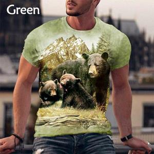 Subilier Cool Animal Bear Print 3d T-shirt Nieuwe mode grappige hiphop Harajuku korte mouwen T-shirt XS zwart