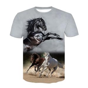 Subilier Prachtig dierlijk paardenpatroon T-shirt voor heren Zomer 3D mode ros grafische T-shirts Casual interessante print T-shirt tops S