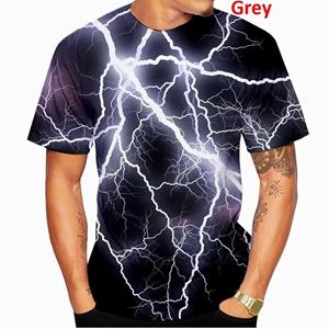 Subilier Zomermode Heren 3D Bliksem Bedrukt T-shirt Unisex Harajuku Casual Korte Mouw T-shirt XS wit