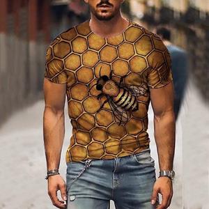 Subilier Heren T-shirt 3D Print Tee Grappige Bij Zomer Korte Mouw T-shirt Mannelijk Casual Unisex Oversized T-shirt Harajuku O-hals Tops XS