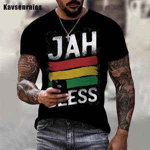Laoxu Persoonlijkheid Jah Bless Bedrukt 3D Heren T-shirt Jongens Unisex Casual Mode Reggae Ronde Hals Korte Mouw T-shirt 5XL S wit