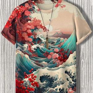 ETST WENDY 005 Heren T-shirt Japanse stijl Ukiyo-e Grafisch 3D-geprint T-shirt Casual T-shirt met korte mouwen Outdoor Oversized Herenkleding Tops Nieuw XL