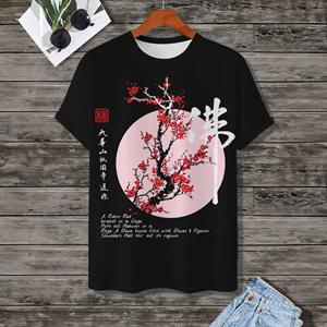 ETST WENDY 005 Heren T-shirt Japans T-shirt Tops Mode Korte Mouw T-shirts 3d Kersenbloesem Patroon Nieuwe Zomer Plus Size Kleding L