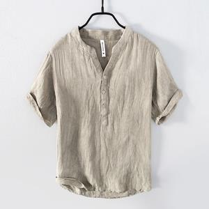 Marll Zomer intage Pure Linnen Korte Mouw T-shirt voor Heren Dunne Effen Kleur Slanke Herenkleding Grote Maat 5XL XXXXXL wit