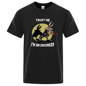 Mingxin clothing Vertrouw me, ik ben een ingenieur T-shirt met ronde hals en een vintage katoenen T-shirt voor heren S zwart