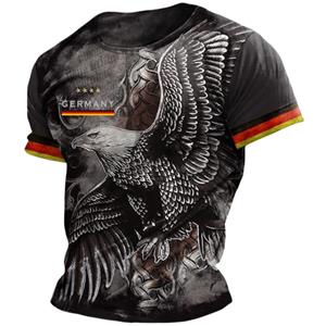 ETST 03 Duitsland Eagle Print T-shirts voor heren Zomer Ademend Polyester O-hals Korte mouw Losse T-shirt Vintage heren T-shirt 3XL 2XL