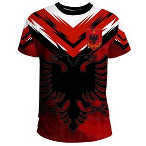 ETST 03 Albanië Vlag Grafische T-shirts Adelaar Ronde Hals Korte Mouw 3d Print T-shirt Tops Voor Heren Kleding Casual Voetbal Jersey Tees XS