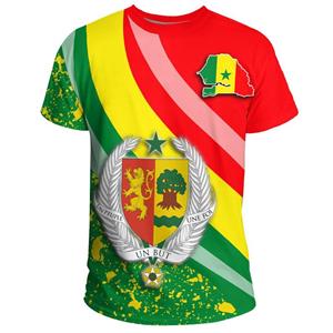 ETST 07 Afrikaans Senegal T-shirt voor heren Mode Zomer 3D-geprint wapenschild T-shirt Tops Ronde hals T-shirts Sport Losse korte mouwen XS