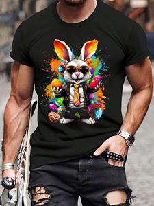 ETST 07 Manfinity Homme Heren Paashaas & Ei Bedrukt T-shirt met Korte Mouwen en Ronde Hals S