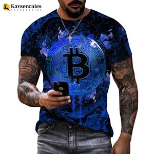 Laoxu Bitcoin Grafisch 3D Geprint T-shirt Mannen Vrouwen Zomer Mode Casual Fitness Tops Tees Harajuku Streetwear Oversized T-shirt S wit