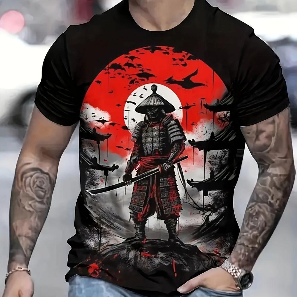 ETST 05 Japanse Oni Samurai T-shirt voor heren T-shirts Lentekleding Oversized tops met korte mouwen Straatkleding Heren T-shirt 6XL
