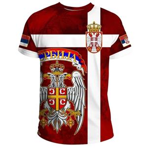 ETST WENDY 005 Servische vlag grafische T-shirts mode Servisch nationaal embleem 3D bedrukt T-shirt voor heren streetwear sport oversized T-shirt tops XS