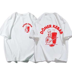 ETST 012 Zomer Sportieve T-shirts Doner Kebab Print Puur Katoen Herenkleding Korte Mouw Tops Grappige Dames T-shirt Vintage Oversized T-shirts S