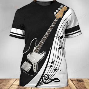 ETST 009 Muziek T-shirts Gitaar Grafische 3D Print T-shirt Mannen Vrouwen Mode T-shirt Tops Kinderen T-shirt Jongen T-shirts Herenkleding Rock T-shirts S