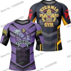 ETST 011 Skeletor He-man Surfkleding BJJ MMA Heren Cartoon Rash Guard Duik T-shirt Strakke badkleding Zomer Strand Floatsuit Dames GYM Tops S