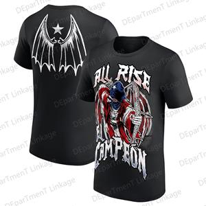 Laoxu 2024 Nieuwe aankomst Damian Priest El Campeon T-shirt Oversized Exhibition Boxing Match Crewneck Korte mouw T-shirt voor volwassenen/kinderen Top S zwart