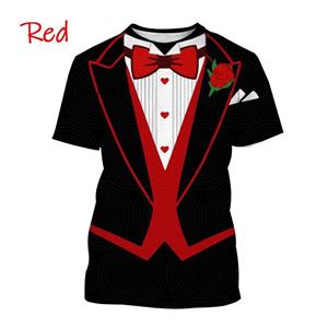 Etst 003 Hip Hop Fake Two Piece Heren Vintage Stropdas T-shirt Strik 3D Print T-shirt Casual Korte Mouw Street Fun Top Korte Mouw Kleding S