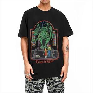 ETST 011 Vertrouw op God T-shirts voor mannen Nieuwigheid T-shirt Halloween Retro Cthulhu Lovecraft Occult T-shirt Korte mouw Kleding S